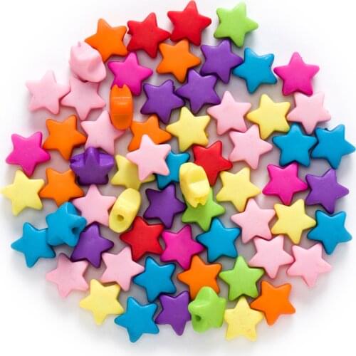 50 Piece Random Mixed Multicolor Acrylic Star Findings Jewelry Making Spacer Beads Women Children DIY Bracelet Necklace 12x6mm