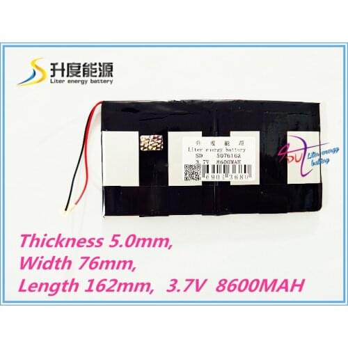 The tablet battery 5076162 3.7V 8600mAh Li-ion battery for M9 RK3188 Quad Core M9 M99pro M9Pro 3G Tablet PC 5.0*76*162mm