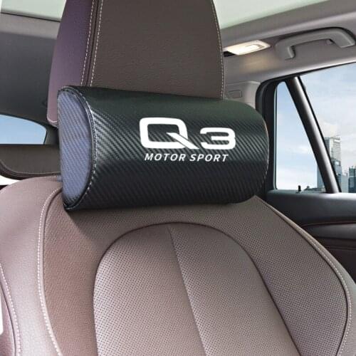Car neck pillows both side pu leather single headrest case for Audi Q3 Q5 Q7 A4 B6 B8 B7 A6 C5 C6 C7 A3 A5 Car Styling