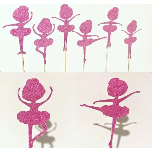 Glitter Dance Recital baby shower girl Birthday Cupcake Toppers baptism Gender Reveal Party Decor food treatstoothpicks