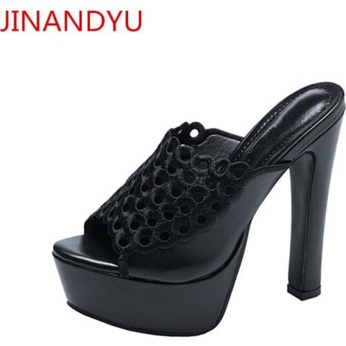 High Heels Women Fashion Sexy Slippers Sandals Platforms Ladies Party Shoe Summer Sandals Black Sliders Shoes Women Chunky Heels