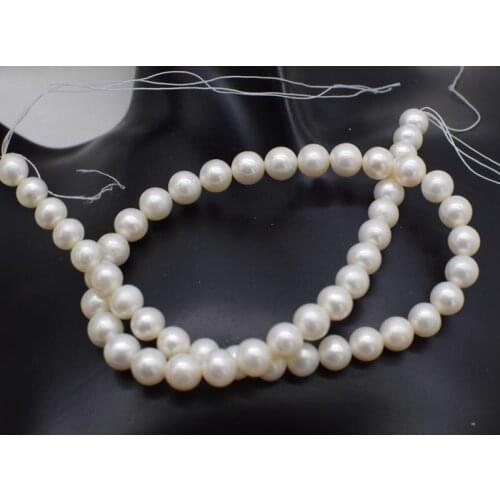 AA freshwater pearl WHITE near round 7.5-8.5MM 15inch FPPJ wholesale beads nature