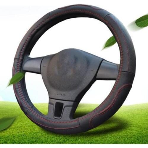 38cm Steering Wheel Covers 100% Cowhide Genuine Leather Sweat-absorbent Anti-wear Car Steering Wheel Cover