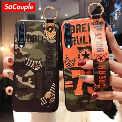 SoCouple Case For Samsung A50 A51 A71 A70 A40 A30 A20 A10 A21s S9 S8 S10 S20 FE plus S21 Ultra M51 Wrist Strap Phone Holder Case