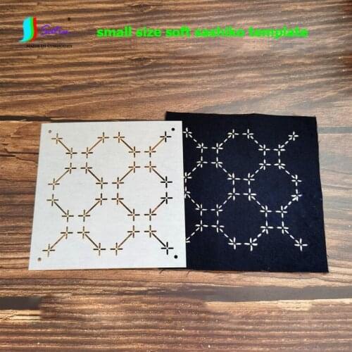 Home Diy Decoration Pad Material Tool Flower Stripe Grid Style Small Size Square Soft Sashiko Template 4pcs