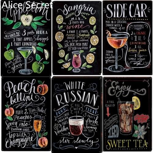 Europe Bar Decor Cocktail Metal Tin Sign Pub Bar Metal Plates Decor Metal sign Poster Wall tin signs gift
