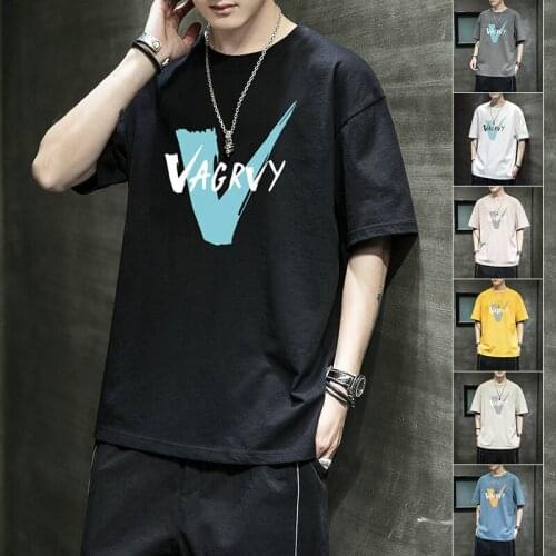 Mens short-sleeved T-shirt summer couple loose clothes trendy fashion brand cotton white half sleeve trendy ins T-shirt mens