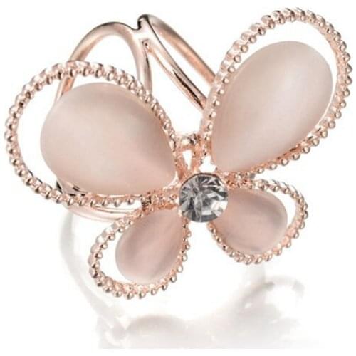 FYJS Unique Female Anniversary Gift Light Yellow Gold Color Scarf Button Cat Eye Stone Brooch Butterfly Jewelry