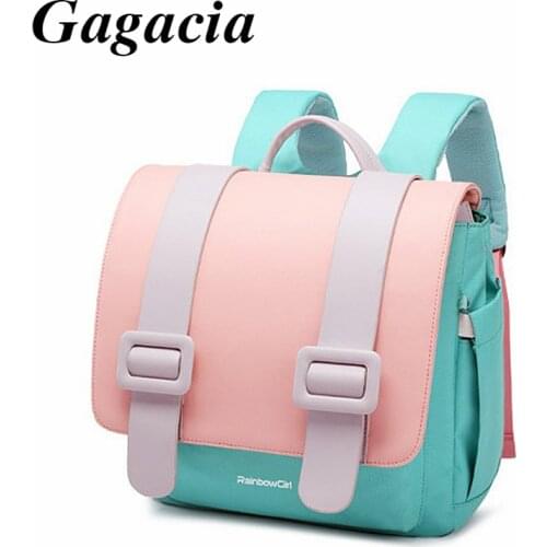 GAGACIA Leather School Bags For Girls Backpack For 1.1-1.35M Children Backpacks Student Kid 2021 Fashion Candy Color Randoseru