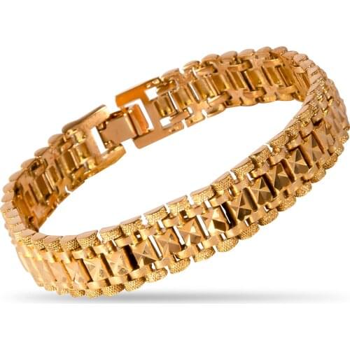 IP 18K Gold Brass Link Bracelet for Men, Tennis Cuff Bracelet, Filigree Leaf Heart Flower Teardrop Adjustable Brozne Bracelets