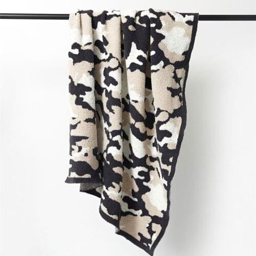 Svetanya Camouflage Grey Geometric Knitted Summer Quilted Thread Blanket Throws Acrylic Nap Air-conditioner Sheets Bedspread