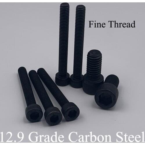 M10*1*20/25/30/35/40/45/70/80mm 1mm Pitch Full Fine Thread 12.9 Grade Steel Cap Allen Head Bolt Inner Hex Hexagonal Socket Screw