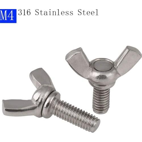 M4 - 0.7 316 Stainless Steel Wing Bolts Wingbolt Nut Butterfly Screws A4-70 DIN316