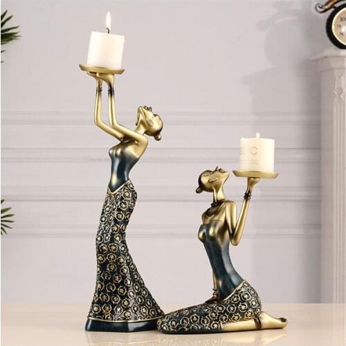 [MGT] European retro beauty candle holder decoration American home creative wine cabinet decoration candle props