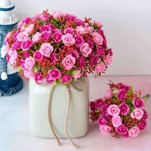 1Pc Fashion Artificial Plastic Flowers Silk Rose Fake Flower Garden DIY Stage Party Wedding Decoration Home Decor Accessaries