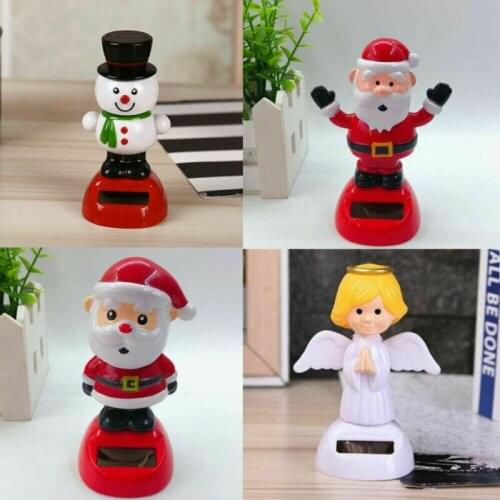 2021 Newest Xmas Fun Solar Powered Flip Flap Car Home Desk Dancer Swing Toy Gifts Angel Car Cartoon Shaking His Head Dolls