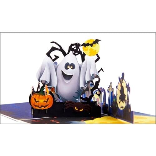 Halloween Cards 3D Pop-Up Witch Ghost Pumpkin Greeting Card for Halloween Party Postcard with Envelope