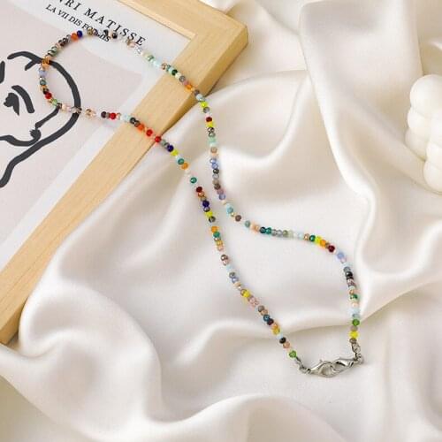 Natural Color Crystal Necklace Decorative Mask Chain Eyewear Chain Neckline Fashion Colorful Beads Jewelry Gift To Girls