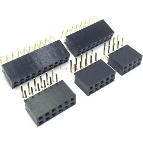 10pcs 2.54mm Female Header Right Angle 2X2/3/4/5/6/7/8/9/10/20/25/30/40P PH8.5mm double row Gold-plated