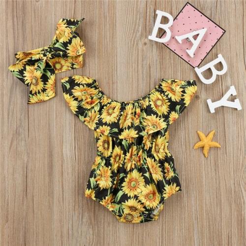 Pudcoco 2020 Toddler Baby Girls Flower Romper Bodysuit Jumpsuit Summer Outfits Set Clothes