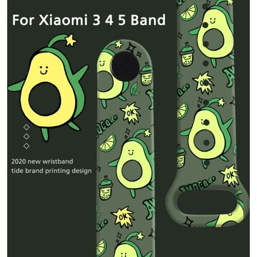 Strap For Xiaomi Mi Band 5 4 3 Cartoon Silicone Replaceable Bracelet Printing Soft Strap For Xiaomi mi band 6 4 band 5 Wristband