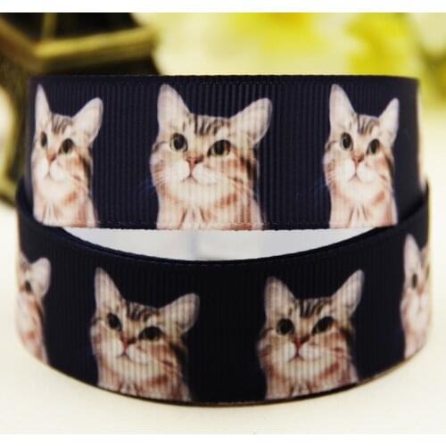 22mm 25mm 38mm 75mm Cat Cartoon printed Grosgrain Ribbon party decoration 10 Yards X-03421