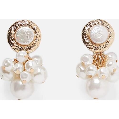 Valentines Day Gifts Novelity Imitation Pearl Pendant Earring Creative Alloy Irregular Design Jewelry Popular Drop Earring girl