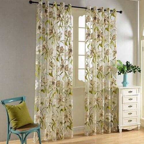 Elegant Tulle Curtains Tropical Flower Leaf Curtains For Living Room Kitchen Curtains Bedroom Window Treatment Curtain Drapes