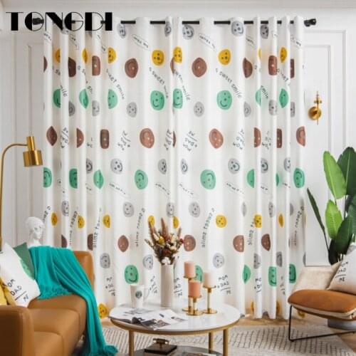 TONGDI Children Printing Blackout Curtains Elegant Cartoon Smile Lovely Kawaii Decor For Girl Home Parlou Bedroom LivingRoom
