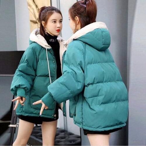 Thick Keep Warm Parkas Ladies Fashion Down Cotton Coats Womans Elegant Zipper Cotton Jackets Female Hooded Bread Service Winter