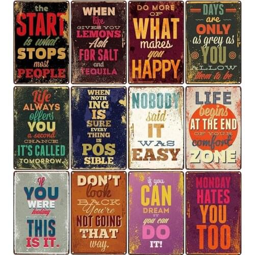 Inspirational English"belive In Your Selfle Iron Metal Poster Tin Sign Plate Wall Decoration Vintage Art Painting Family Rule