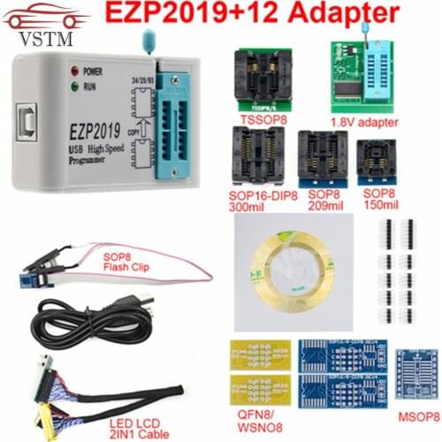 2019 EZP 2019 High Speed USB Programmer EZP2019 with 12 Sockets Support 24 25 26 93 EEPROM 25 flash bios chip Support WIN7&WIN8