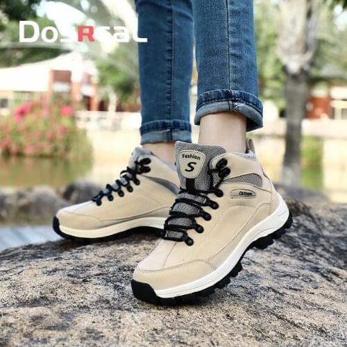 Ladies Shoes Outdoor Couple High-Top Anti-Skid Wear-Resistant Hiking Shoes Womens Winter Warm And Comfortable Casual Shoes