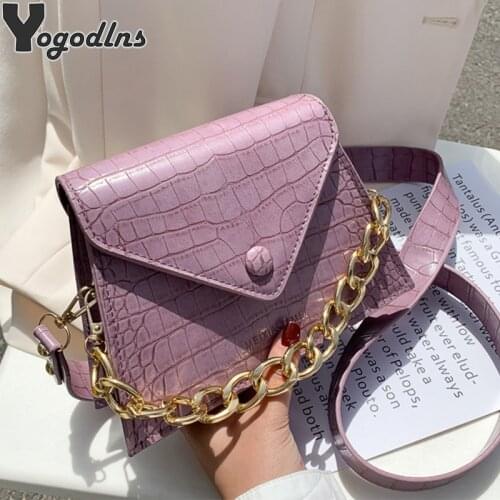 Lady Retro Handbag Purses Women PU Leather Crocodile Pattern Chains Shoulder Bags Wild Simple Female Daily Flap Crossbody Bag