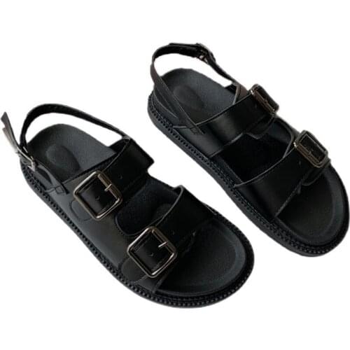 Smile Circle Summer Women Sandals Flats Platform Shoes Fashion Casual Metal Buckle Soft Bottom Ladies Sandals