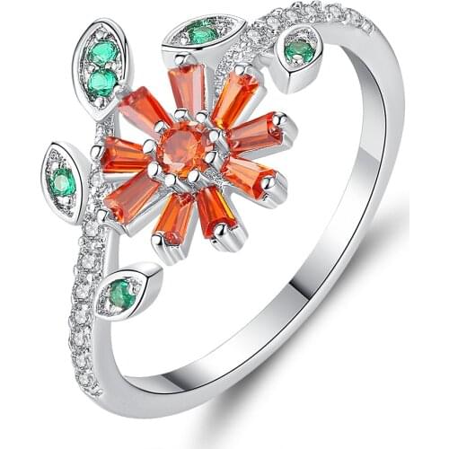 MOONROCY Silver Color CZ Crystal Rings Colourful Bohemia Cubic Zirconia Ring Engagement Ring Jewelry for Women Dropshipping