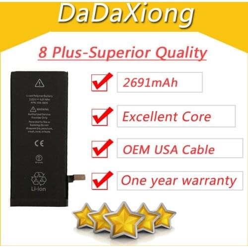 10pcs/lot DHL Real Capacity Top Protection board 2691mAh Battery for iPhone 8 Plus 100% Original replacement parts Battery