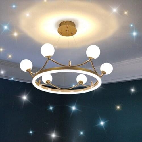2021 Pendant Light With Crown Shape For Childrens Bedroom Modern Romantic Kids Light Fixture Moe Lighting