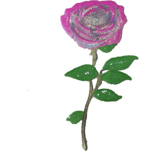 3D Rose Flower Patch Sequins Patch Iron on Patches rainbow For Clothing Sew On Embroidered Applique Crafts Stickers