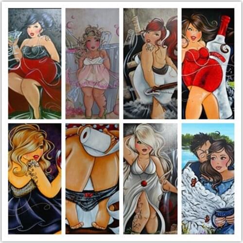 5D DIY Diamond Painting Fat Lady Sexy Woman Poster Cross Stitch Full Drill Embroidery Handmade Home Decoration Wall Decor Craft