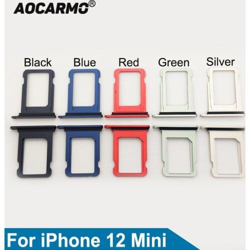 Aocarmo For iPhone 12 Mini Single SIM Tray Metal Plastic Nano Sim Card Slot Holder