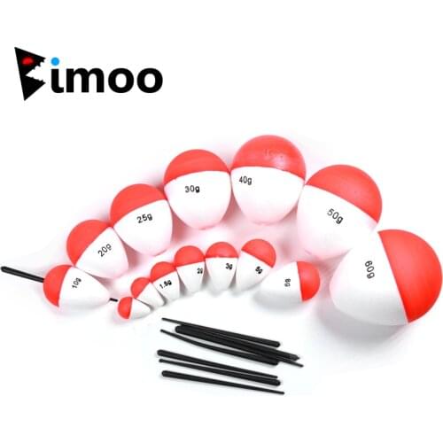 Bimoo 10PCS 0.8g ~ 60g Hard Foam Bobber Float Oval Saltwater Fresh Water Bulegill Carp Trout Inline Vertical Fishing Floats