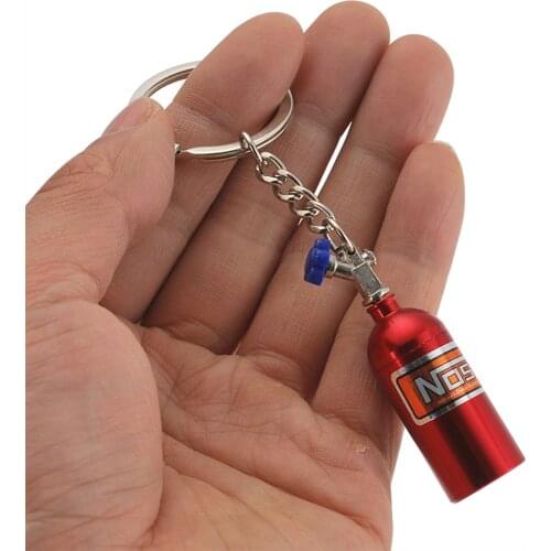 New Fashion Simulation NOS Mini Nitrous Oxide Keychain Creative Unisex Car Bag Key Ring Pendant Gift Stash Pill Box Storage