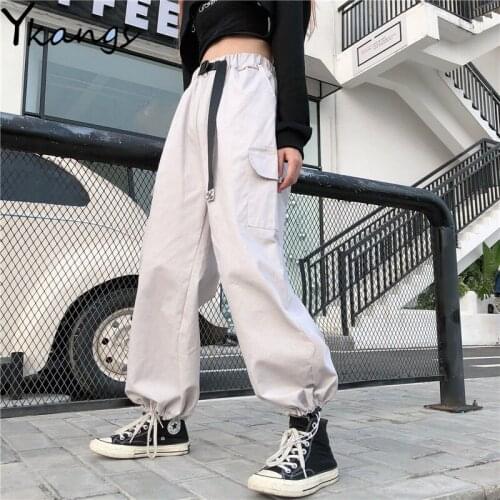 Plus Size joggers women Black Elastic High Waist casual Ladies Harem Cargo Pants Harajuku Loose Female Streetwear Korean Trouser
