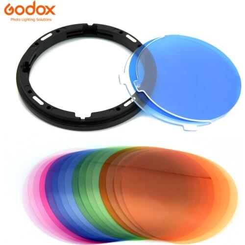 Godox AK-R16 Magnetic Mount Diffuser Plate with V-11T V11T Color Effect Gel Set for Godox V1 Series Flash Light Speedlite