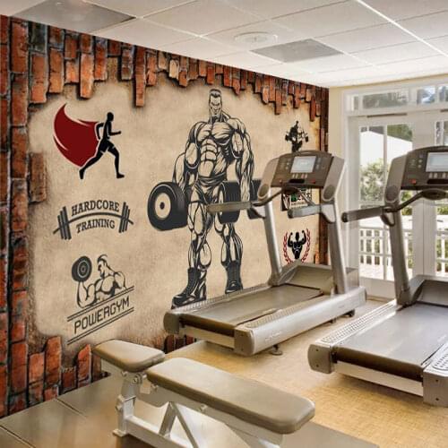 Customized 3D Wallpaper Fitness Wall Cloth Thai Health Club Background Wall Dance Studio Mural Wallpaper