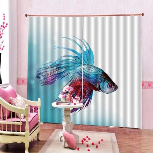 Customized Goldfish Luxury 3D Blackout Window Curtain Drapes For Living room Bed room Hotel Decor Sets (Left and right side)