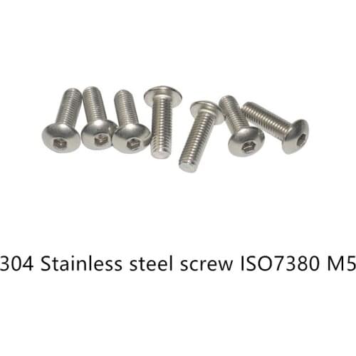 ISO7380 304 stainless steel pan head hex socket screw M5x6/8/10 round 1bag