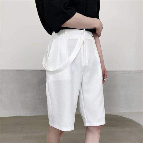 Summer side detachable ribbon design Korean versatile mens casual shorts hairstylist suit Pants Capris