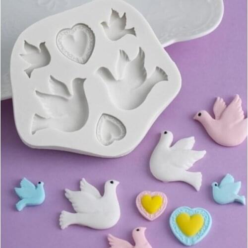 Love Dove of Peace Chocolate resin clay Silicone Mold Sugarcraft Fondant Mould Cake Decorating Tools Cartoon pigeon moulds